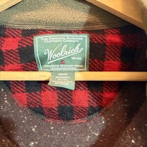 Woolrich Quarter Zip Sweater Plaid Lined Pullover Outdoor Brown Mens XL